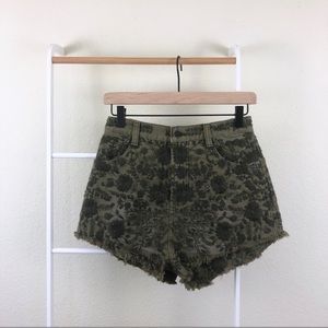 Free People Floral Embroidery High Waist Shorts 95